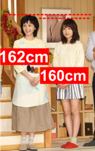 南果歩と有村架純の身長比較画像